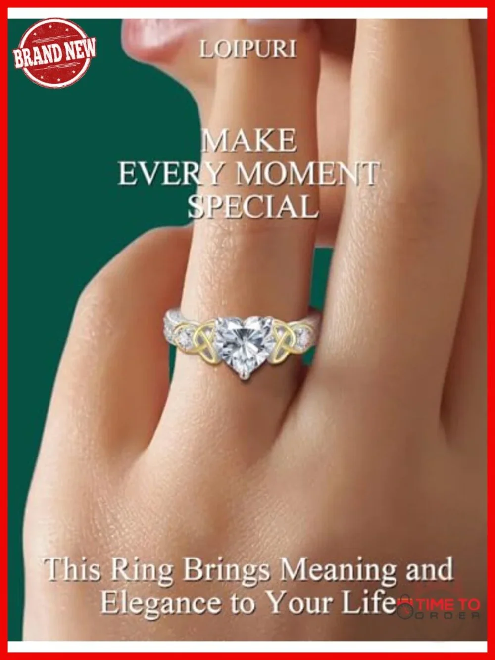 2CT Moissanite Heart Promise Ring, 925 Sterling Silver Celtic Knot Engagement